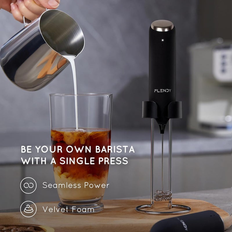 Flendy Rechargeable Milk Frother Handheld, Coffee Frother Handheld with USB-C Charging Stand, Electric Drink Mixer Handheld, Mini Electric Whisk Frother for Coffee, Matcha, etc - Image 2
